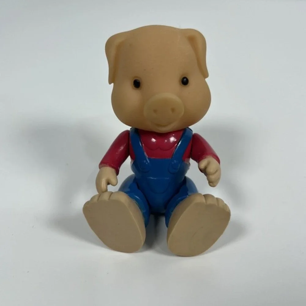 Vintage Toy Pig Figurine‎ Farmer Overalls Pig Doll